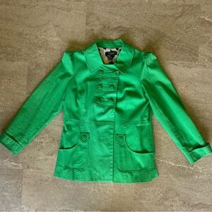 Sandro Sportswear Kelly Green Utility Jacket Cow Print Lining Size Large Y2K